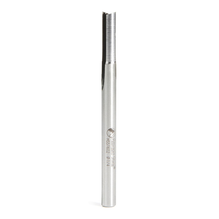 Amana Tool HSS1602 Plastic Cutting, Double Straight O Flute 1/4 D x 3/4 CH x 1/4 SHK x 3-1/4 Inch Long High Speed Steel 