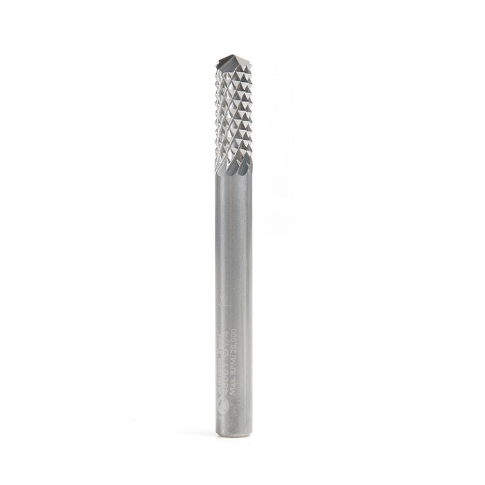 Amana Tool 48001 Medium Burr with Drill Point and 135 Deg Drill End 1/4 D x 3/4 CH x 1/4 SHK x 2-1/2 Inch Long SC Fiberg