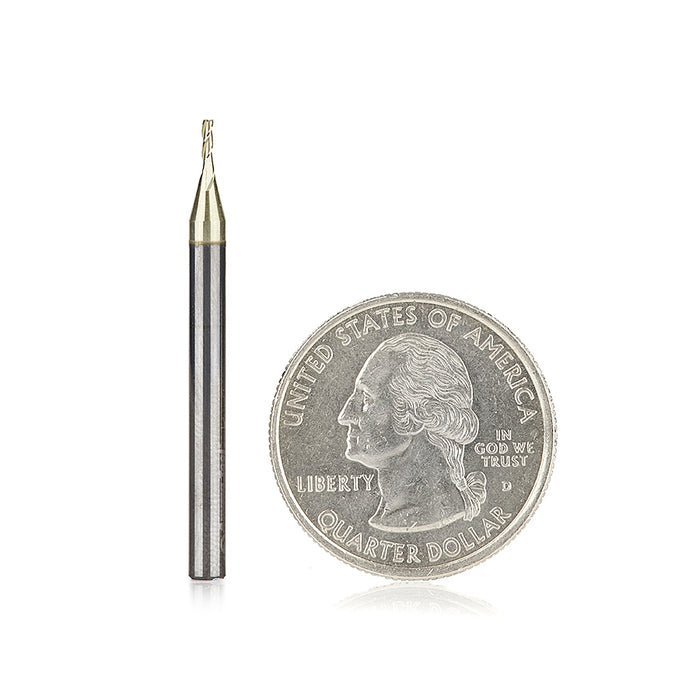 Amana Tool 46581 CNC 2D and 3D Carving 0.10 Deg Tapered Angle Flat Bottom x 1mm D x 3mm CH x 1/8 SHK x 1-1/2 Inch Long x