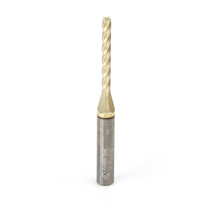 Amana Tool 46292 CNC 2D and 3D Carving 0.10 Deg Tapered Angle Flat Bottom x 1/8 D x 1-3/32 CH x 1/4 SHK x 2-1/2 Inch Lon