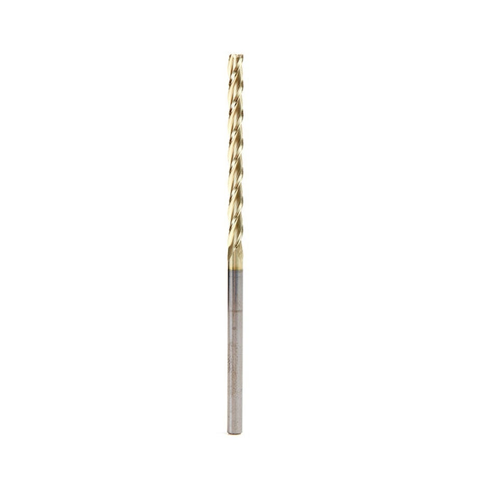Amana Tool 46299 CNC 2D and 3D Carving 0.10 Deg Tapered Angle Flat Bottom x 1/8 D x 1-12 CH x 1/8 SHK x 3 Inch Long x 3 