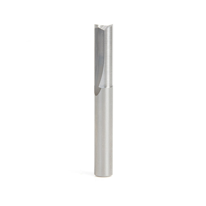 Amana Tool 43607 Solid Carbide Double Straight V Flute, Plastic Cutting 1/4 D x 3/4 CH x 1/4 SHK x 2 Inch Long Router Bi