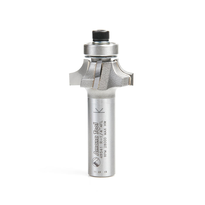 Amana Tool 49541 Carbide Tipped 4 Flute Corner Rounding/Beading 1/4 R x 1-1/8 D x 7/16 CH x 1/2 Inch SHK w/ Lower Ball B