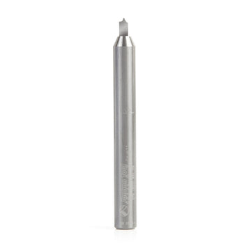 Fraise de défonceuse Amana Tool 56141 à pointe carbure, pour arrondir les chants rayon 1/32 po × diam. 5/64 po × haut. de coupe 3/16 po × queue 1/4 po, long. totale 2-1/4 po, pour lambris à rainures et languettes