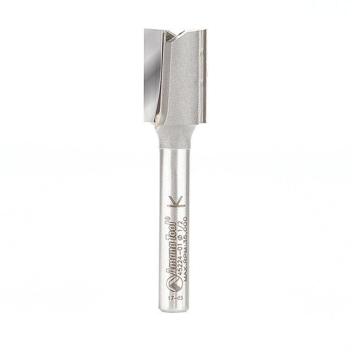 Amana Tool 45224-01 Carbide Tipped Straight Plunge High Production 1/2 D x 3/4 CH x 1/4 SHK x 2-1/4 Inch Long Router Bit