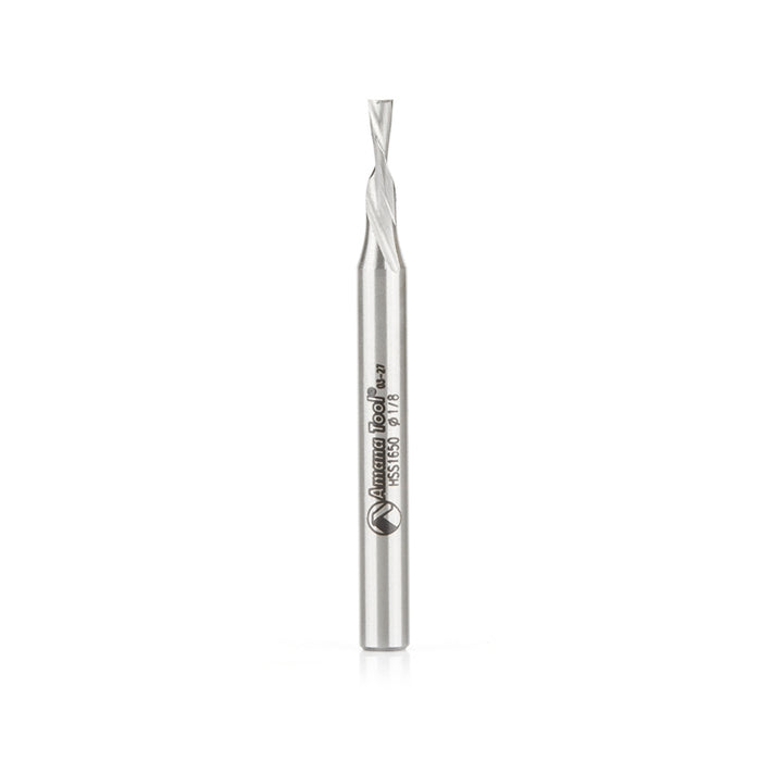 Amana Tool HSS1650 HSS Spiral Aluminum Cutting Double Flute Down-Cut 1/8 D x 5/16 CH x 1/4 SHK 2-5/8 Inch Long Router Bi