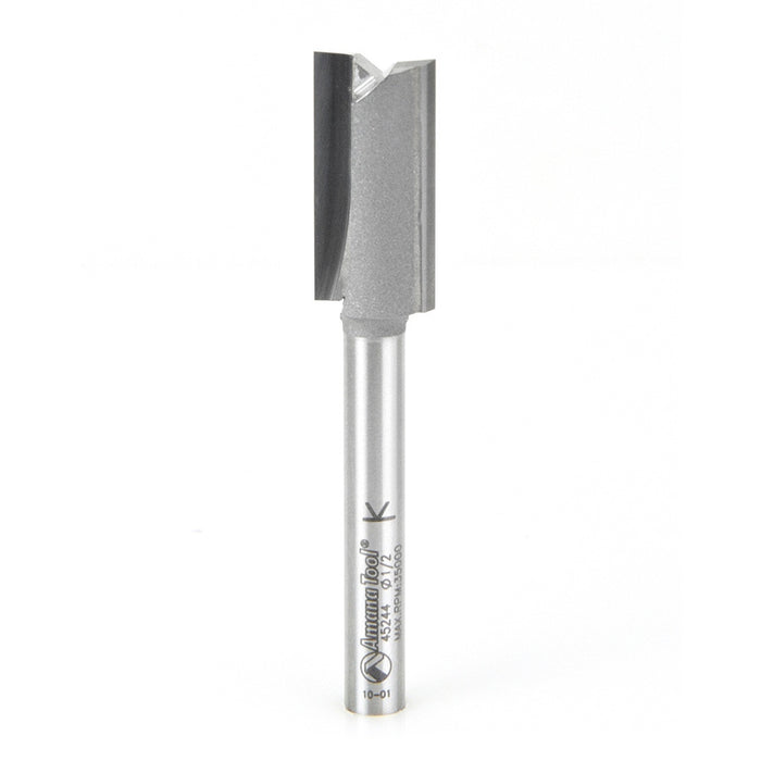 Amana Tool 45244 Carbide Tipped Straight Plunge High Production 1/2 D x 1 CH x 1/4 SHK x 2-13/16 Inch Long Router Bit