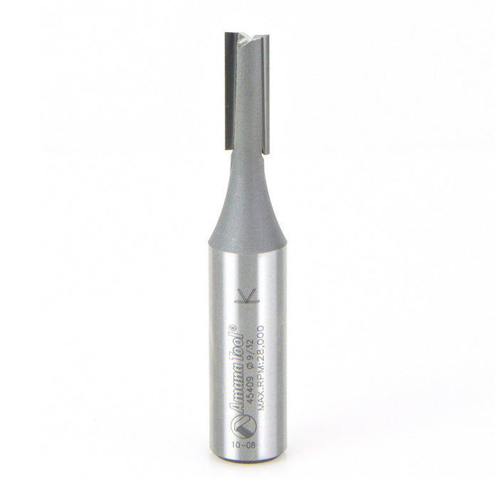 Amana Tool 45409 Carbide Tipped Straight Plunge High Production 9/32 D x 3/4 CH x 2-3/4 Long x 1/2 Inch SHK Router Bit