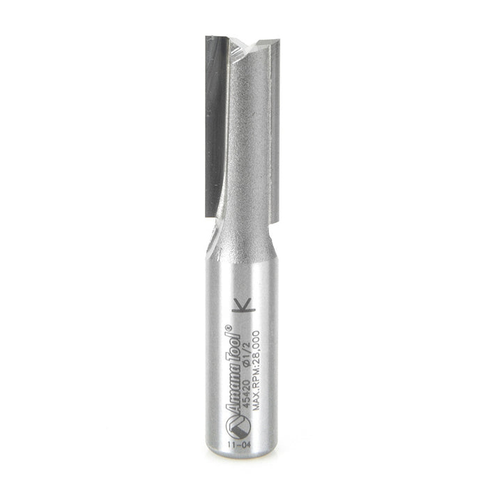 Amana Tool 45420 Carbide Tipped Straight Plunge High Production 1/2 D x 1-1/4 CH x 1/2 SHK x 2-7/8 Inch Long Router Bit