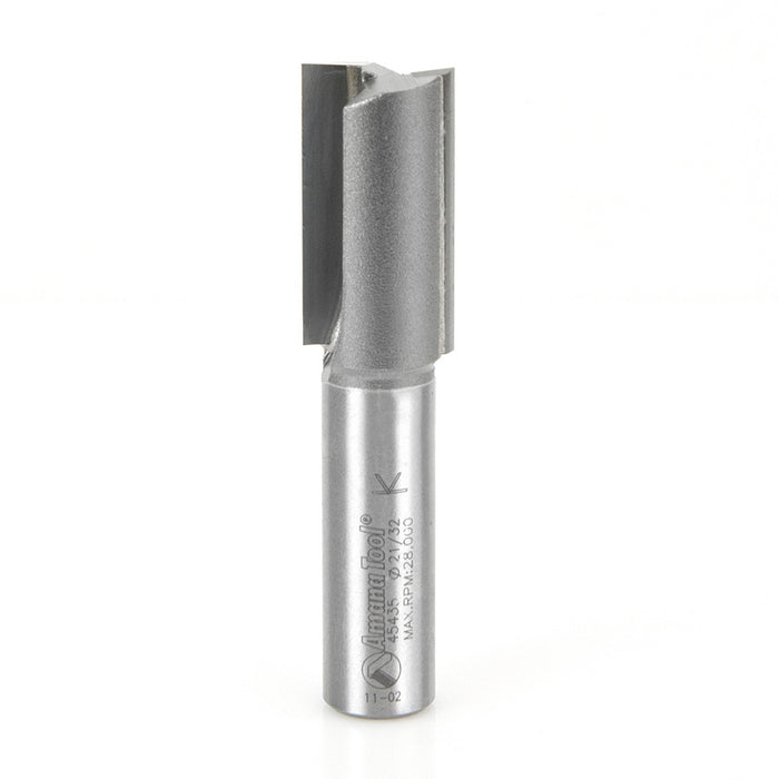 Amana Tool 45435 Carbide Tipped Straight Plunge High Production 21/32 D x 1-1/4 CH x 1/2 SHK x 2-7/8 Inch Long Router Bi