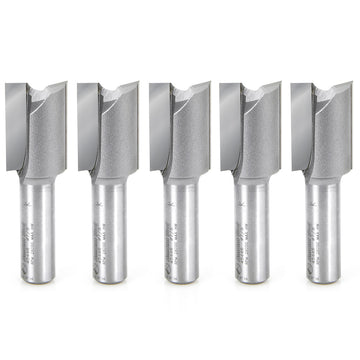 Amana Tool 45446-5, 5-Pack Carbide Tipped Straight Plunge High Production 7/8 D x 1-1/4 CH x 1/2 SHK x 2-7/8 Inch Long Router Bits