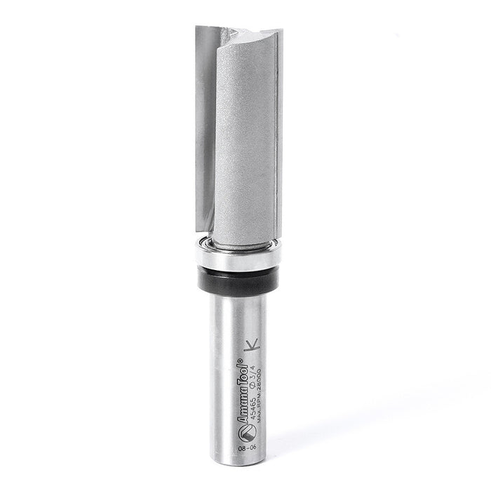 Amana Tool 45465 Carbide Tipped Flush Trim Plunge Template 3/4 D x 1-3/4 CH x 1/2 Inch SHK w/ Upper Ball Bearing Router 