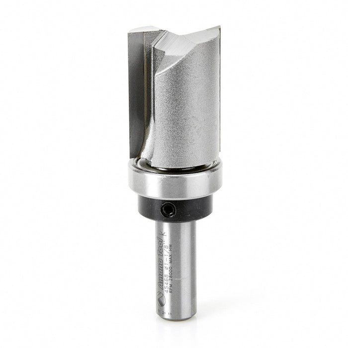 Amana Tool 45468 Carbide Tipped Flush Trim Plunge Template 1-1/8 D x 1-1/2 CH x 1/2 Inch SHK w/ Upper Ball Bearing Route