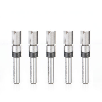 Amana Tool 45475-5, 5-Pack Carbide Tipped Flush Trim Plunge Template 3/8 D x 1/2 CH x 1/4 Inch SHK w/ 2 Upper Ball Bearings Router Bits