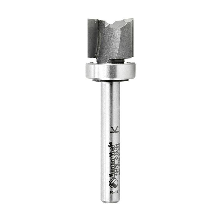 Amana Tool 45476 Carbide Tipped Flush Trim Plunge Template .615 D x 1/2 CH x 1/4 Inch SHK w/ Upper Ball Bearing Router B