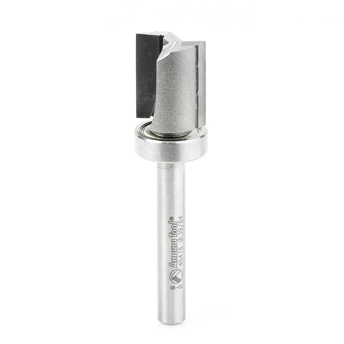 Amana Tool 45478 Carbide Tipped Flush Trim Plunge Template .615 D x 3/4 CH x 1/4 Inch SHK w/ Upper Ball Bearing Router B