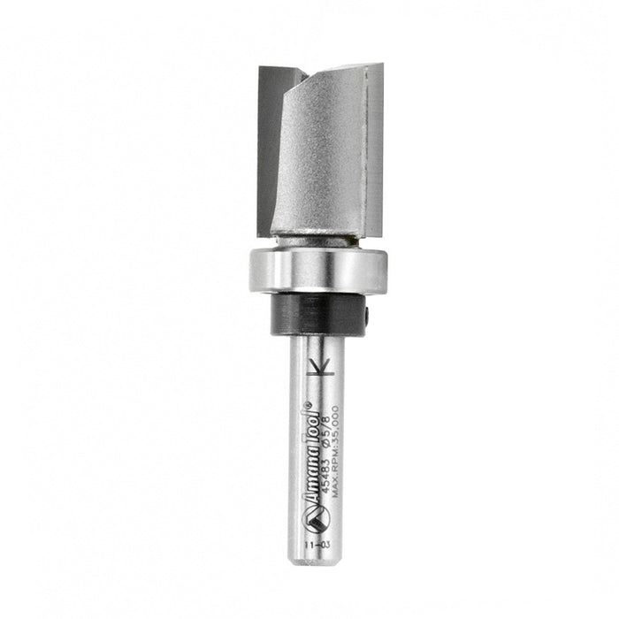 Amana Tool 45483 Carbide Tipped Flush Trim Plunge Template 5/8 D x 3/4 CH x 1/4 Inch SHK w/ Upper Ball Bearing Router Bi