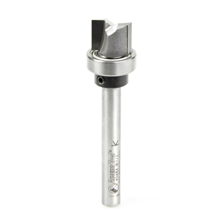 Amana Tool 45484 Carbide Tipped Flush Trim Plunge Template 1/2 D x 3/8 CH x 1/4 Inch SHK w/ Oversized Upper Ball Bearing