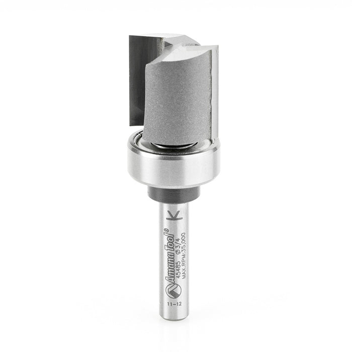Amana Tool 45485 Carbide Tipped Flush Trim Plunge Template 3/4 D x 3/4 CH x 1/4 Inch SHK w/ Upper Ball Bearing Router Bi