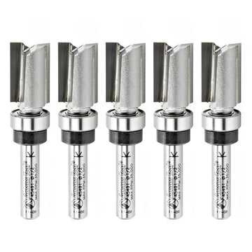 Amana Tool 45491-5, 5-Pack Carbide Tipped Flush Trim Plunge Template 1/2 D x 3/4 CH x 1/4 Inch SHK w/ Upper Ball Bearing Router Bits