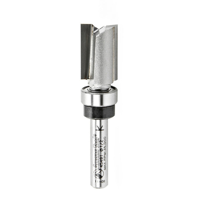 Amana Tool 45491 Carbide Tipped Flush Trim Plunge Template 1/2 D x 3/4 CH x 1/4 Inch SHK w/ Upper Ball Bearing Router Bi