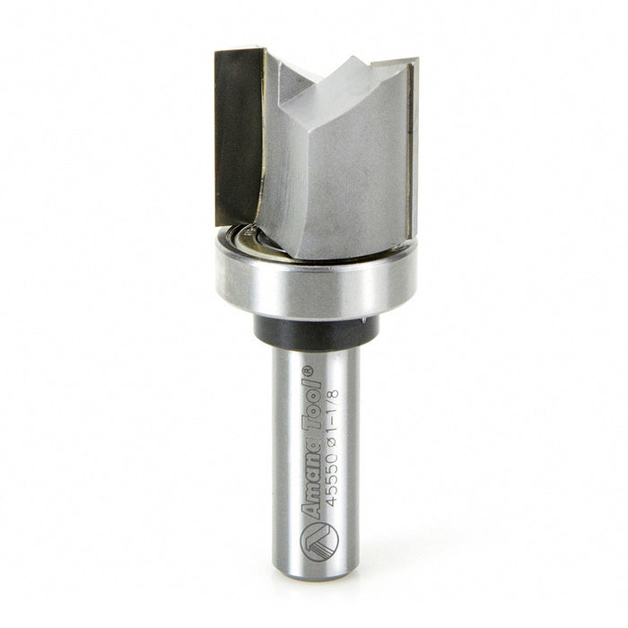 Amana Tool 45550 Carbide Tipped Flush Trim Plunge Template 1-1/8 D x 1 Inch CH x 1/2 SHK w/ Upper Ball Bearing Router Bi