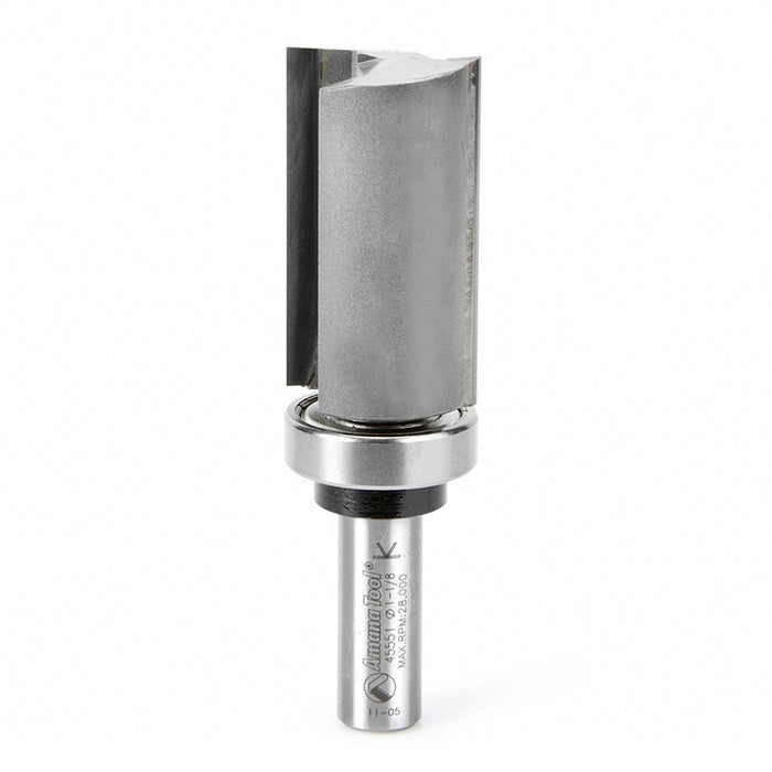 Amana Tool 45551 Carbide Tipped Flush Trim Plunge Template 1-1/8 D x 2 Inch CH x 1/2 SHK w/ Upper Ball Bearing Router Bi