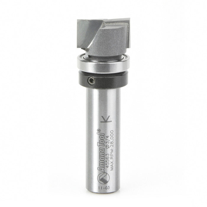 Amana Tool 45563 Carbide Tipped Bottom Cleaning 3/4 D x 7/16 CH x 1/2 Inch SHK w/ Upper Ball Bearing &amp; Upshear Desig