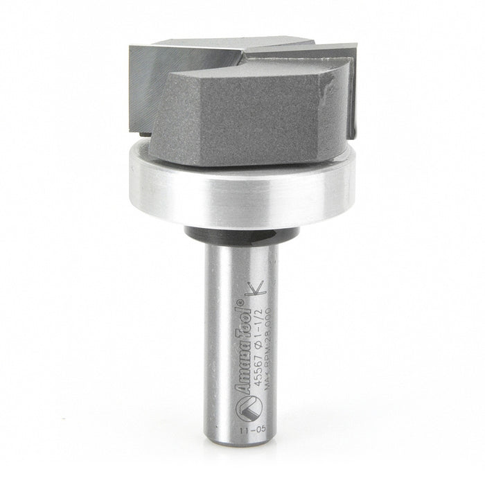 Amana Tool 45567 Carbide Tipped Bottom Cleaning 1-1/2 D x 5/8 CH x 1/2 Inch SHK w/ Upper Ball Bearing &amp; Upshear Desi