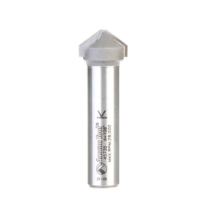 Amana Tool 45735 V-Groove 108 Deg. Folding for Aluminum Composite Material (ACM) Panels Like Alucobond, Dibond, 0.090 Ti