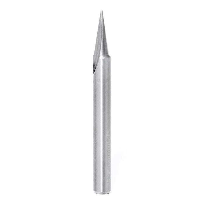 Amana Tool 45783 Solid Carbide Carving Liner 18 Deg x 1/4 D x 5/8 CH x 1/4 SHK x 2-1/2 Inch Long Single Flute Router Bit