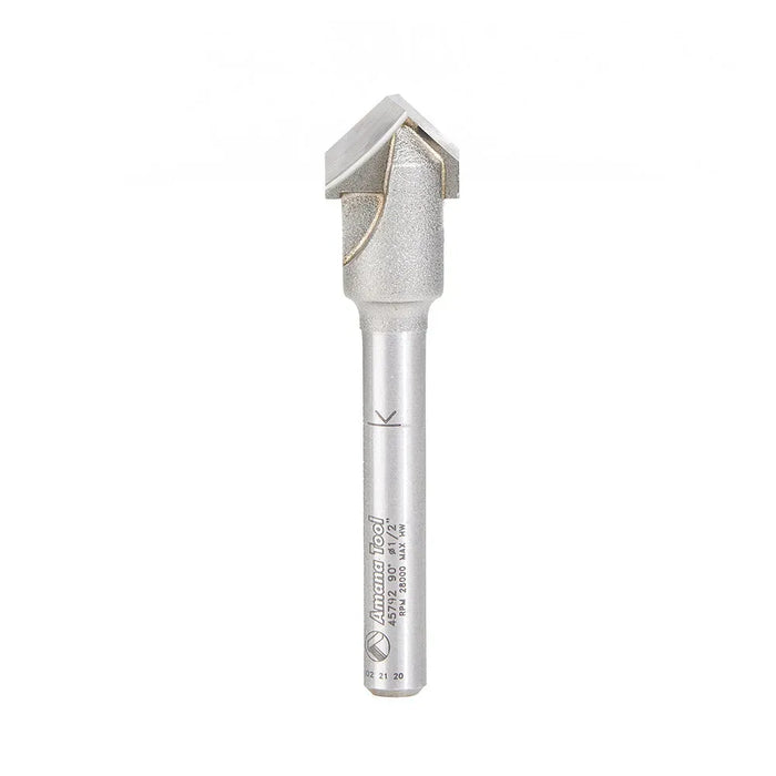 Amana Tool 45792 - Carbide Tipped Double Edge Folding V-Groove Cutter, 90° .090 V for ACM, 1/4" Shank