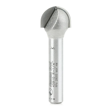 Amana Tool 45910 Carbide Tipped Core Box 1/4 R x 1/2 D x 3/8 CH x 1/4 Inch SHK Router Bit