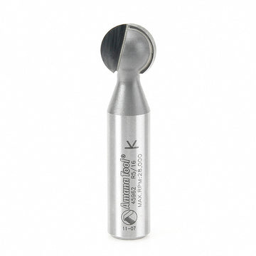 Amana Tool 45962 Carbide Tipped Ball End 5/16 R x 5/8 D x 9/16 CH x 1/2 Inch SHK Router Bit