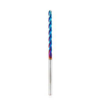 Amana Tool 46295-K CNC Spektra Extreme Tool Life Coated SC 2D and 3D Carving 0.10 Deg Tapered Angle Ball Nose x 1/8 D x 1/16 R x 1-1/2 CH x 1/8 SHK x 3 Inch Long x 3 Flute Router Bit