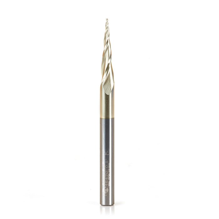 Amana Tool 46470 Metric CNC 2D and 3D Carving 6.2 Deg Tapered Angle Ball Nose x 0.8 D x 0.40 R x 25 CH x 6 SHK x 75mm Lo