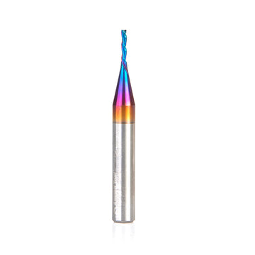Amana Tool 46486-K CNC Spektra Extreme Tool Life Coated Spiral 2D/3D Carving 0.10 Deg Tapered Angle Flat Bottom x 1/16 D x 5/16 CH x 1/4 SHK x 2 Inch Long x 3 Flute SC Down-Cut Router Bit