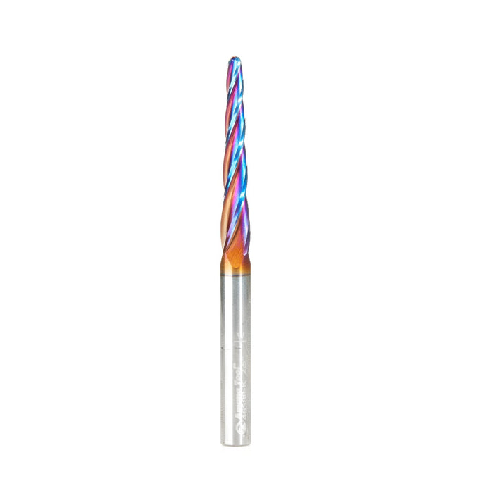 Amana Tool 46588-K CNC Spektra Extreme Tool Life Coated SC 2D and 3D Carving 2.5 Deg Tapered Angle Ball Nose x 1/8 D x 1