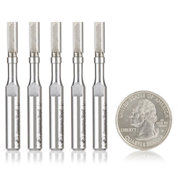 Amana Tool 47222-5, 5-Pack Miniature Flush Trim Plunge Template 3/16 D x 1/2 CH x 1/4 Inch SHK Carbide Tipped Router Bits with Mini 3/16 D Upper Ball Bearing