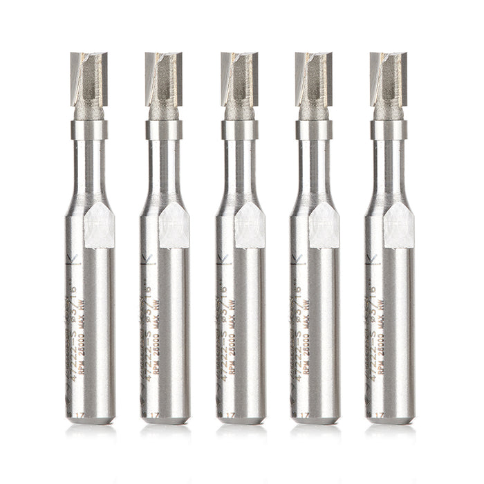 Amana Tool 47222-S-5, 5-Pack Miniature Flush Trim Plunge Template 3/16 D x 1/4 CH x 1/4 Inch SHK Carbide Tipped Router B