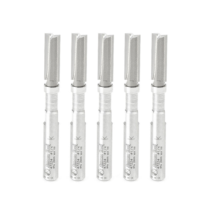 Amana Tool 47224-5, 5-Pack Miniature Flush Trim Plunge Template 1/4 D x 3/4 CH x 1/4 Inch SHK Carbide Tipped Router Bits