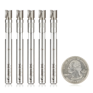 Amana Tool 47224-S-5, 5-Pack Miniature Flush Trim Plunge Template 1/4 D x 1/4 CH x 1/4 Inch SHK Carbide Tipped Router Bits with Mini 1/4 D Upper Ball Bearing