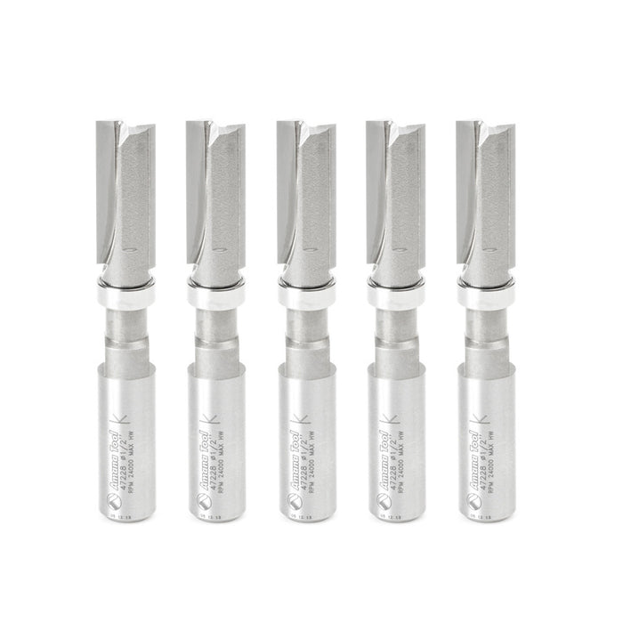 Amana Tool 47228-5, 5-Pack Carbide Tipped Flush Trim Plunge Template 1/2 D x 1-1/4 CH x 1/2 Inch SHK w/ Upper Ball Beari