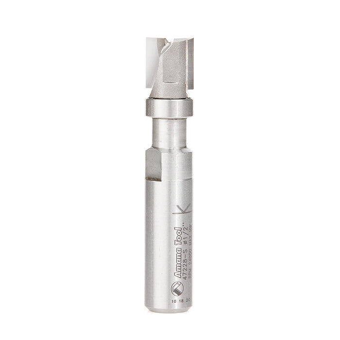 Amana Tool 47228-S Carbide Tipped Flush Trim Plunge Template 1/2 D x 1/2 Inch CH x 1/2 SHK w/ Upper Ball Bearing Router 