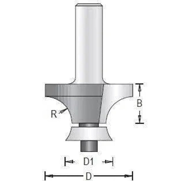 Dimar 109RD8-X Series Corner Rounding CNC Router Bits with Radius Bearing, 2 Flutes - CNC Router Store