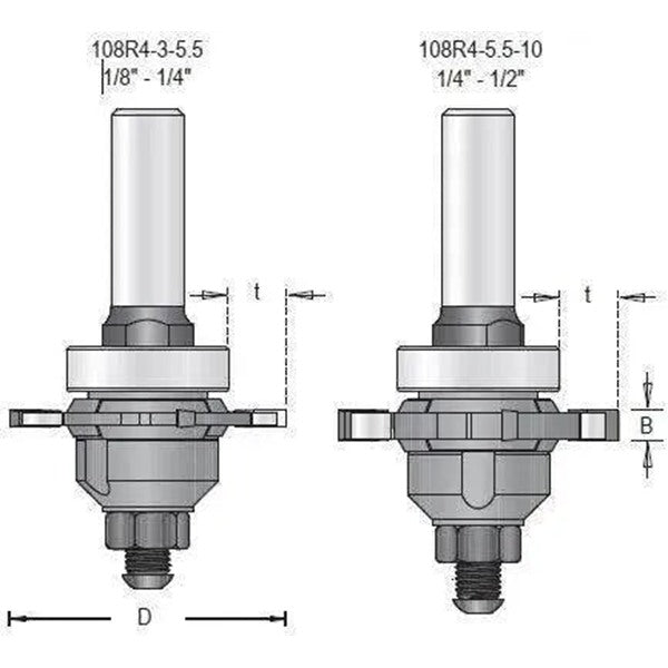 Dimar 108R4-X-X Series Adjustable Slotting CNC Router Bit System - CNC Router Store