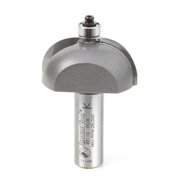 Amana Tool 49119 Carbide Tipped Cove 5/8 R x 1-5/8 D x 11/16 CH x 1/2 Inch SHK w/ Lower Ball Bearing Router Bit
