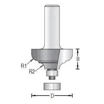 Dimar 135RXX-XX Series Ogee Fillet Bits with Ball Bearing Guide, 2 Flutes
