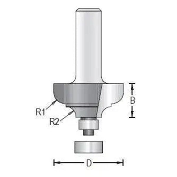 Dimar 135RXX-XX Series Ogee Fillet Bits with Ball Bearing Guide, 2 Flutes - CNC Router Store