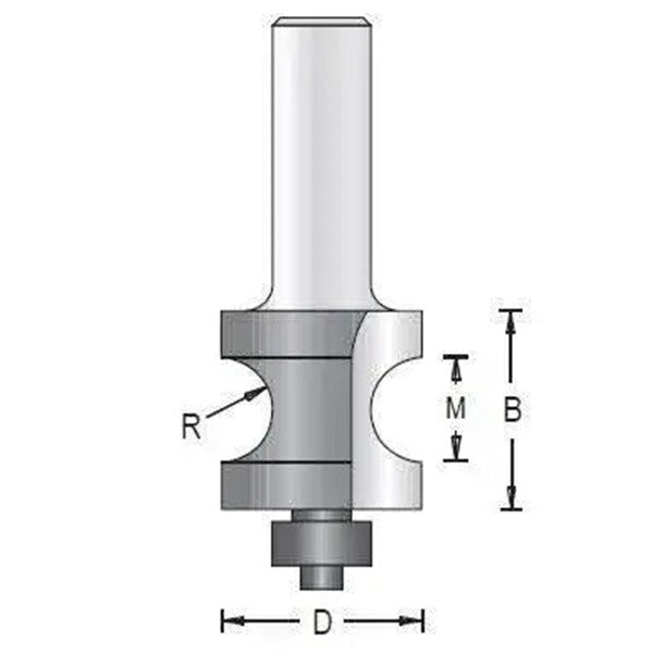 Dimar 129RB8-X Series Bull Nose Bits (Half Round), 2 Flutes - CNC Router Store